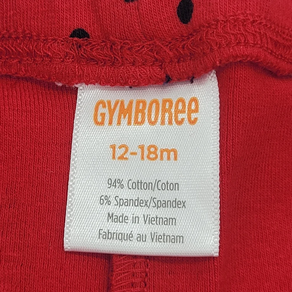 Gymboree Leggings Red Terrier Dog Black Stretch Cotton Size 12-18mo NEW